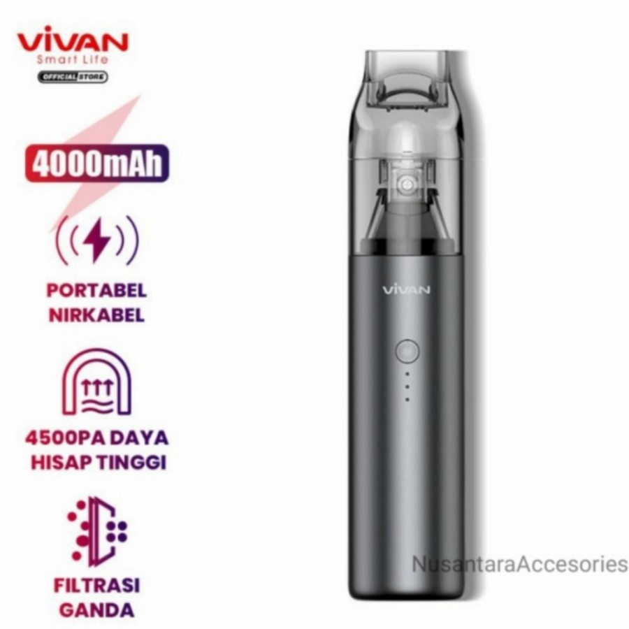 VIVAN Auto VX01 4000 mah Car Vacum Cleaner Penyedot Debu Mobil Cordless Portable bisa juga buat rumah tangga Gray Garansi Original Resmi1 Tahun