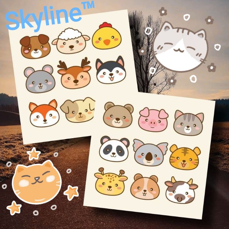 

Sticker Kiss Cut Scrap Book Journal Dengan Motif Animal Yang Lucu Isi 9Pcs