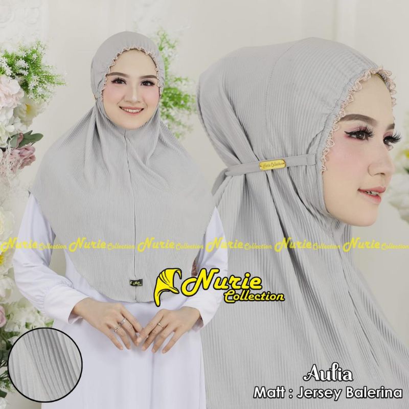 (Ori Nurie) AULIA •jilbab instan jersey ballerina•bergo instan plisket renda tali