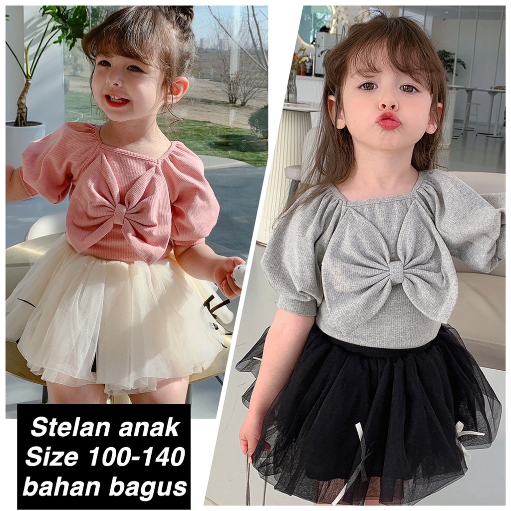 (LOLI-JKT) BS-209 OUTFIT SET ANAK CEWEK PITA 2 WARNA SIZE 100-140