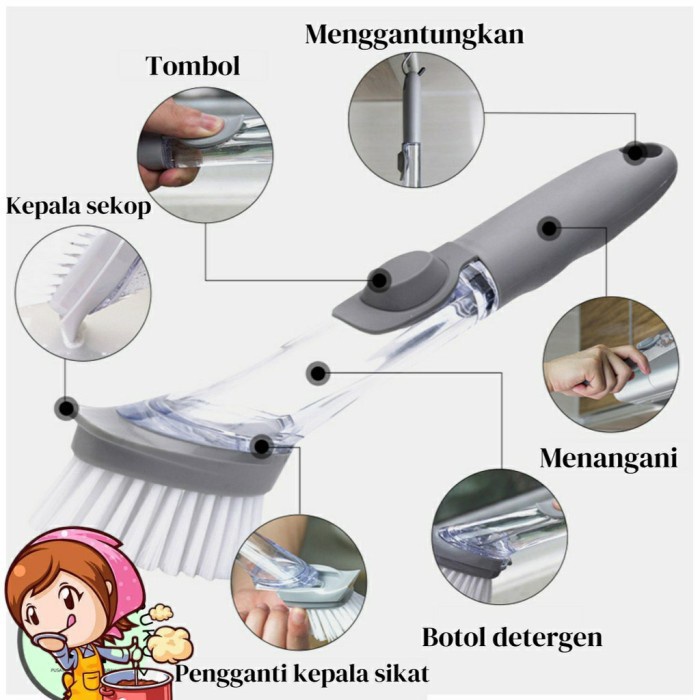 Elmart Sikat Pembersih Serbaguna 2in1 Refill Sabun Cuci Piring Wajan