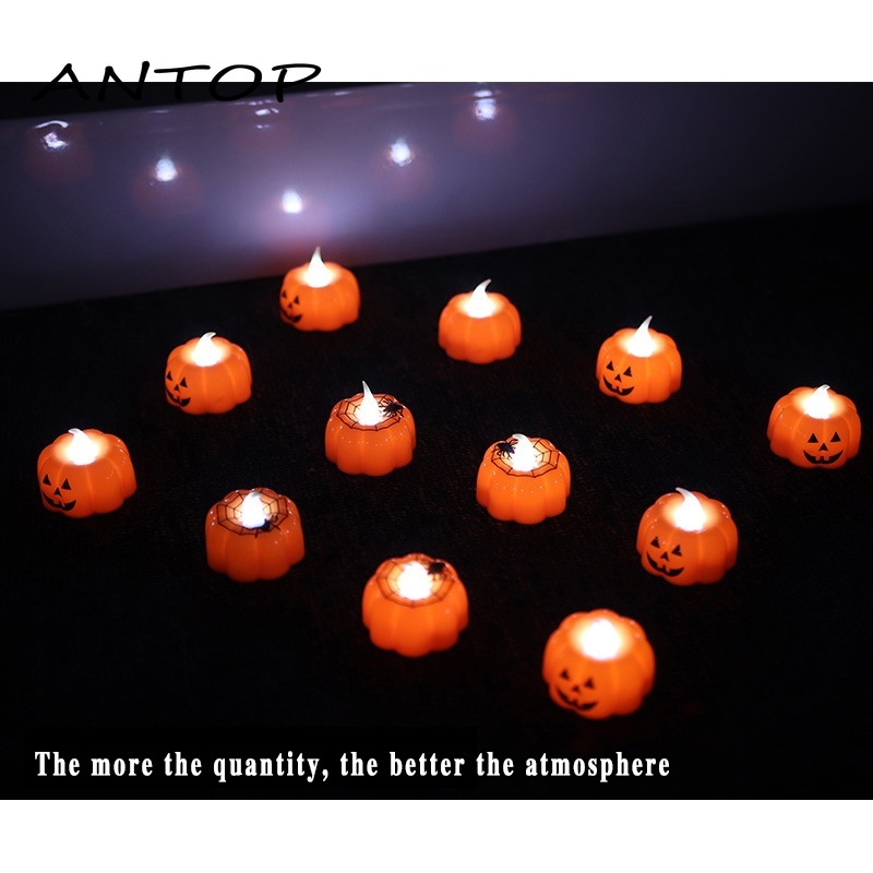 Halloween Glowing Tengkorak Labu Lentera Led Lilin Cahaya Horor Suasana Tata Letak Adegan Dekorasi Alat Peraga Cahaya ANTOP