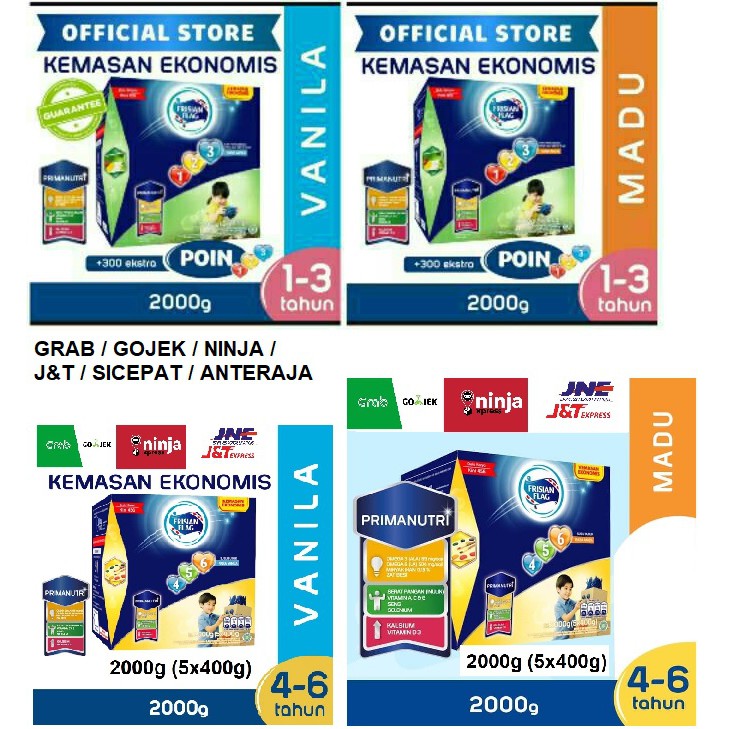 Frisian Flag 123 dan 456 Madu / Vanilla 2000gr/bendera Jelajah 123