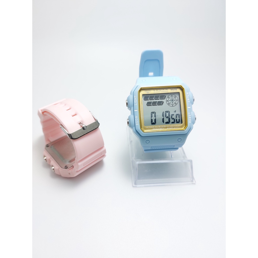 Jam Tangan Digital Segi Strap Rubber Premium Lasika 8117 Jam Tangan Pria Wanita