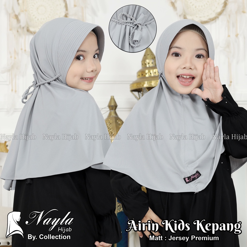 Kerudung Anak Tali Kepang AIRIN KIDS KEPANG Hijab Instan Anak Jersey Airis Terbaru Nayla Hija'b