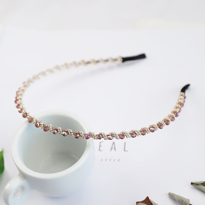 KOREAN PEARL HEADBAND - Bando Crystal Korea Mutiara Mote dengan Krystal Blink Blink Girly Retro - Premium Korean Style - Bando Kristal Lilit Premium - Bando Premium Gaya Korea