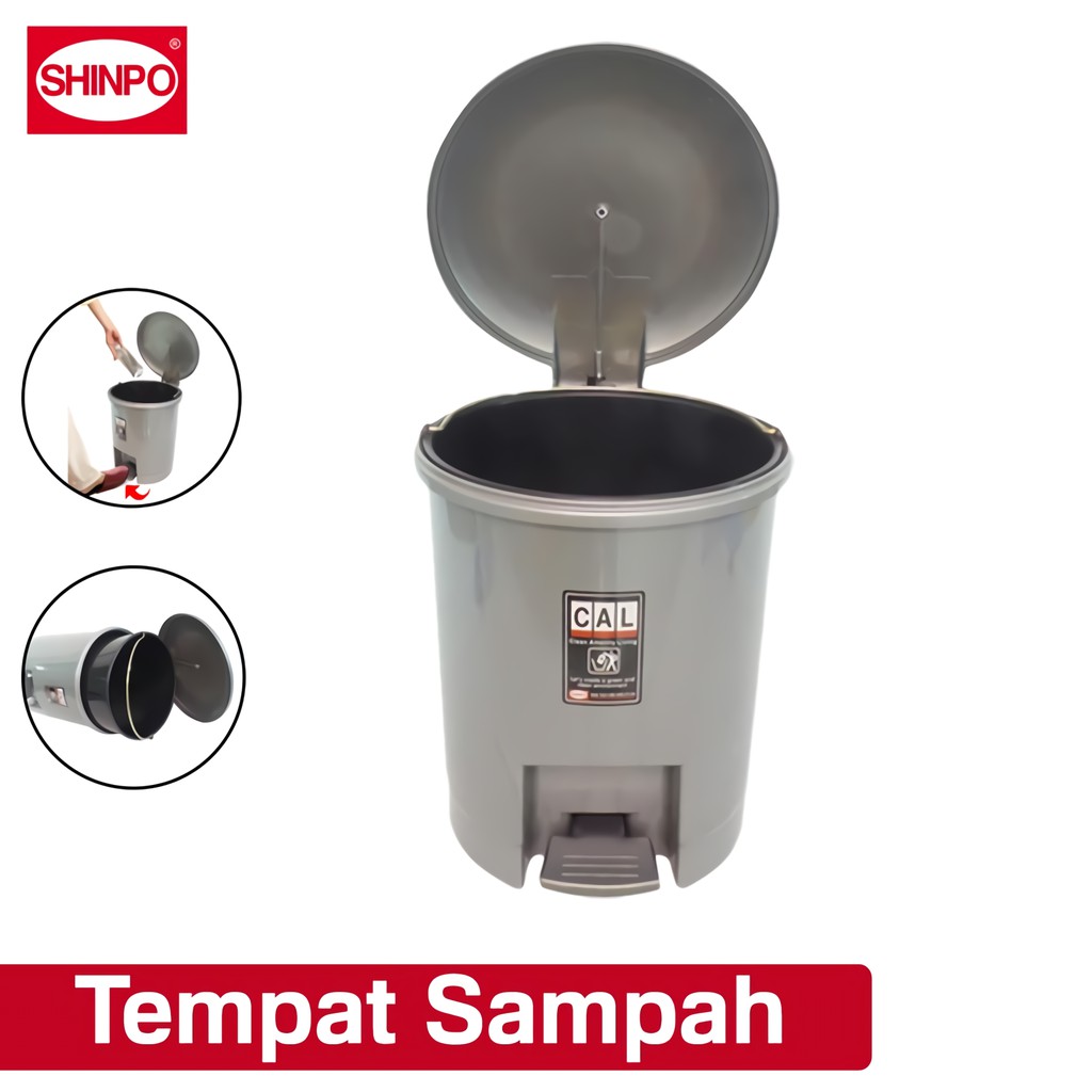 Jual Shinpo Tempat Sampah Plastik 10 L Dengan Injakan Chip Dustbin Spo Sip 840s Abu Abu Shopee 0044