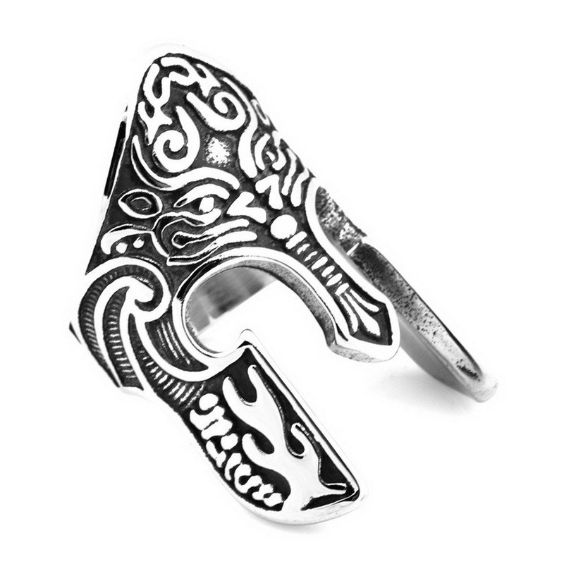 Retro Spartan Mask Men's Helmet Ring Hip Hop Jewelry Accessories