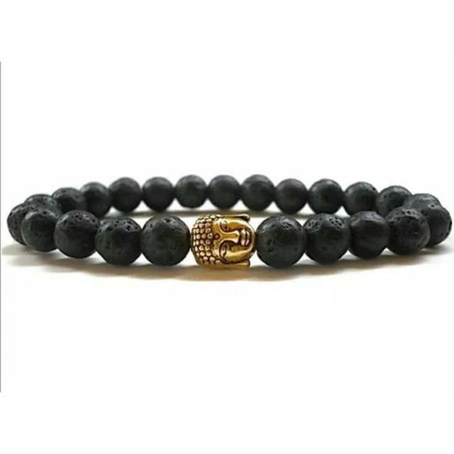 Bracelet Diffuser Lava Stone + Buddha / Gelang Diffuser Batu Lava + Buddha