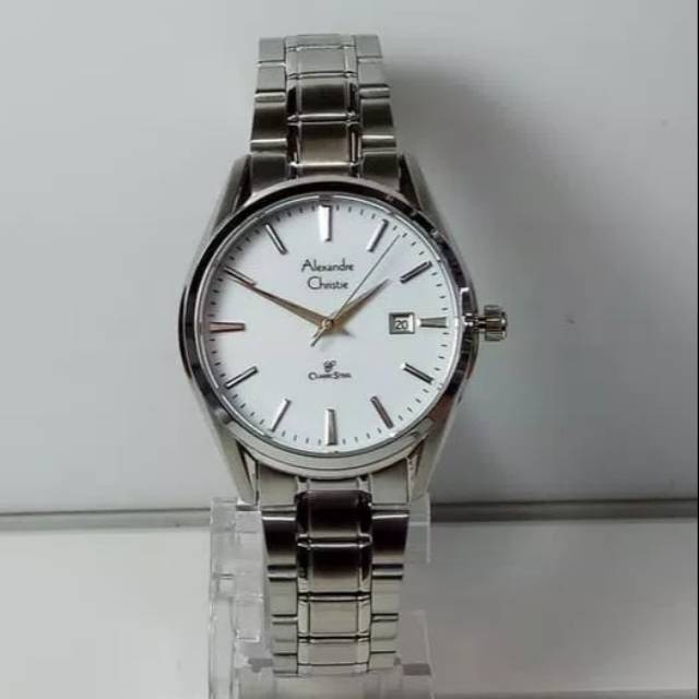 JAM TANGAN WANITA ALEXANDRE CHRISTIE AC 8554 CLASSIC SILVER WHITE ORIGINAL