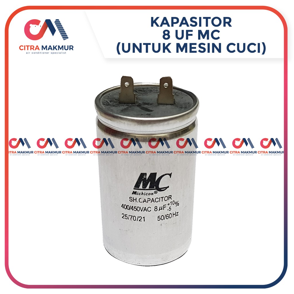 Kapasitor 8 uf MC Pompa Air Mesin Cuci Capasitor Sanyo mikro Single satuan Kabel Soket