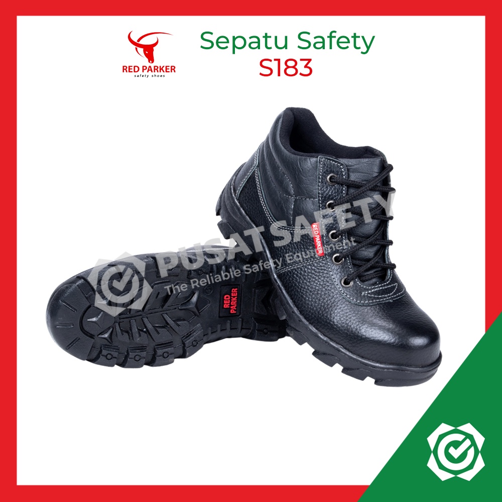 Sepatu Safety Sedang Tali Red Parker S183