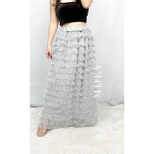 MDLV ~ 9711# Milanna Layered Tulle Long Skirt Rok Tutu Import