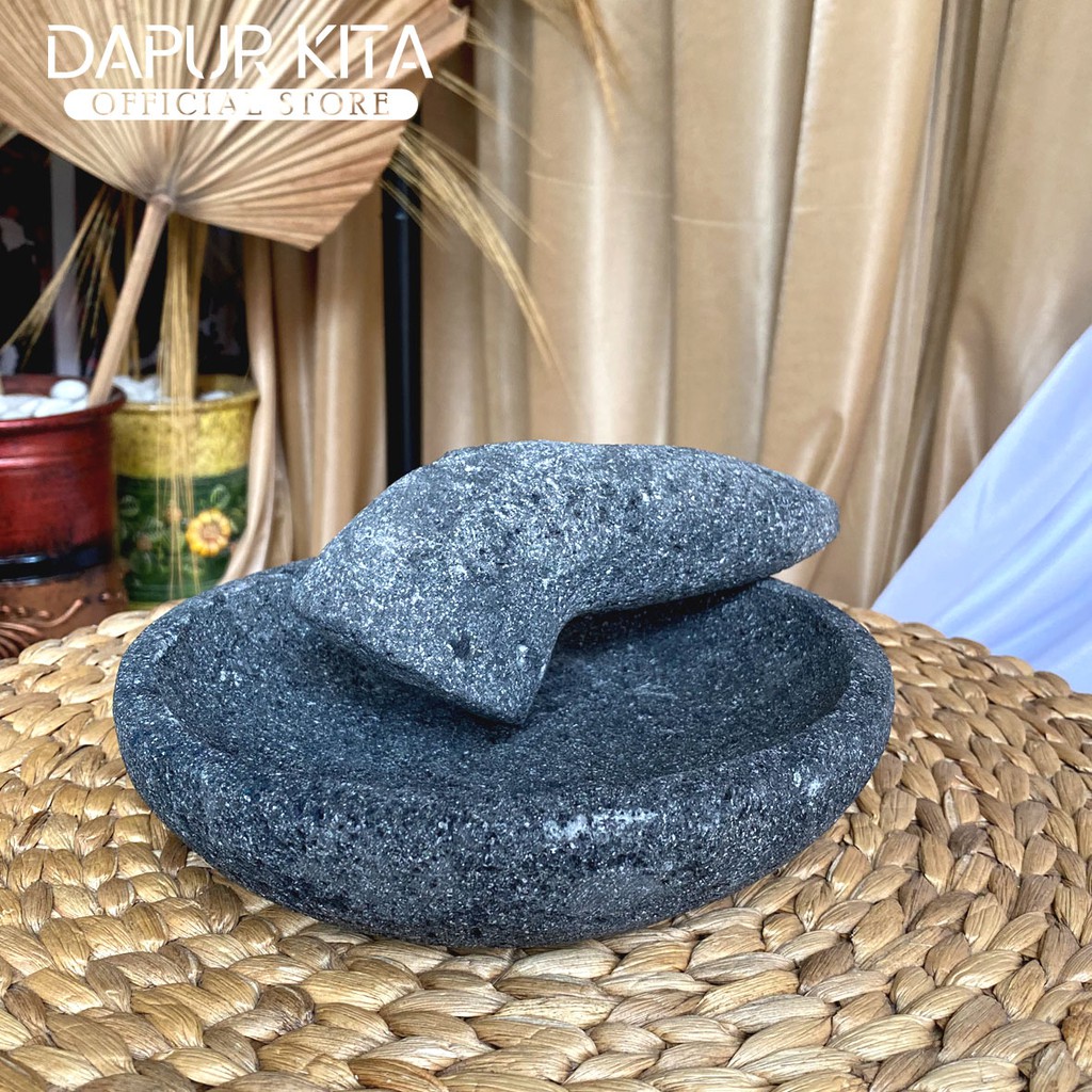 COBEK BATU ASLI Bahan Batu Gunung Ukuran Diameter 25cm Garansi Uang Kembali Free Ulekan Batu