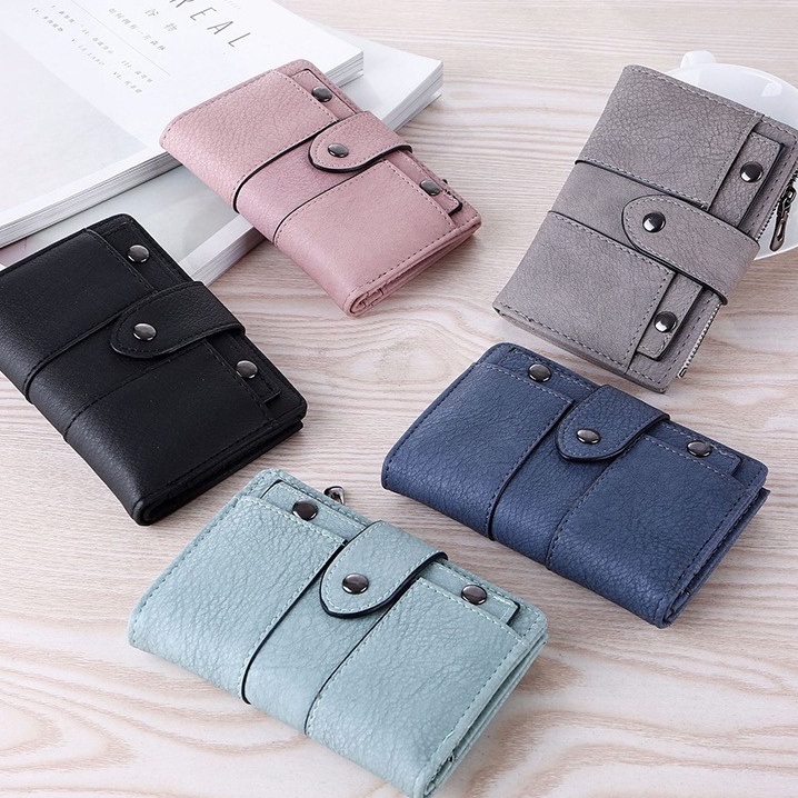 BJ31374 - BLACK/BLUE/GREEN/GRAY/PINK DOMPET KLIP KANCING KECIL BEST SELLER PRAKTIS DOMPET KARTU WANITA WARNA PASTEL TAS WANITA FASHION IMPORT MODIS ELEGAN TERMURAH TERLARIS TERBARU BAGSTORE JAKARTA TAS BATAM BQ3183 CR7498 LT1374 JTF1332