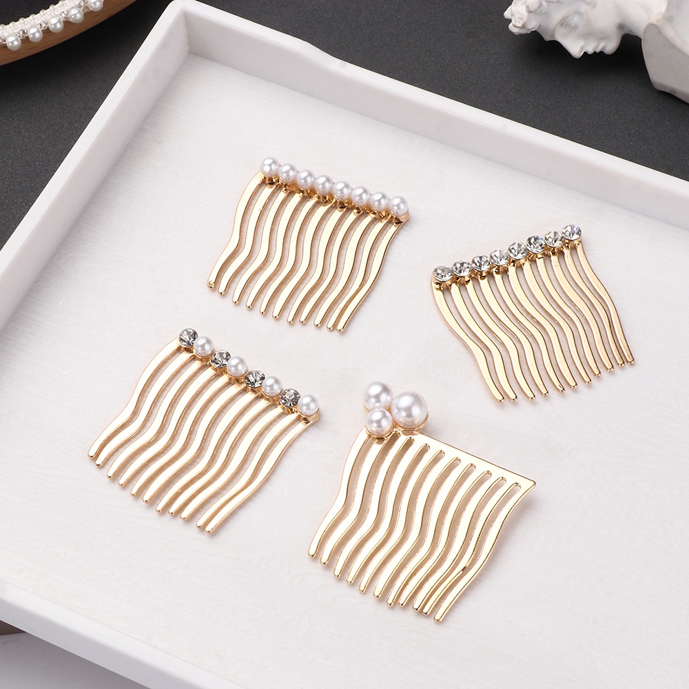 Jepit Rambut Model Sisir Bentuk Nanas Aksen Mutiara Untuk Wanita|Aksesoris Rambut Bahan Alloy