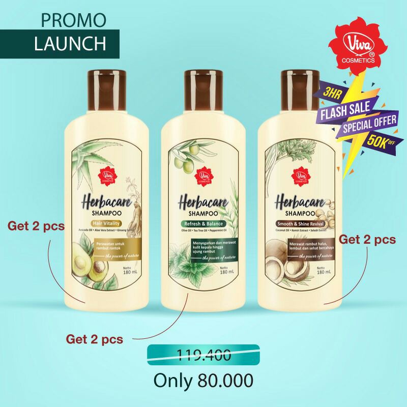 Paket 2 Herbacare Shampoo Aloe Vera 180 ml viva