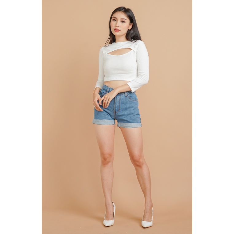 MODAVIE - KARA Longsleeve Baju Atasan Crop Top Lengan Panjang Crop Tee Korea