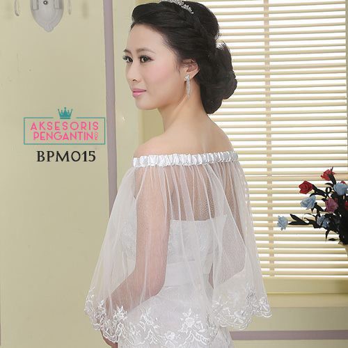 [PRODUK FAVORIT] BOLERO PENGANTIN LACE AKSESORIS WEDDING WANITA BROKAT PUTIH BPM015