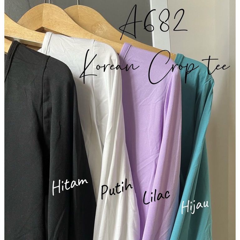 A682 • Korean Crop Tee Atasan Kaos Lengan Panjang Import • top Longgar Longsleeve Fashion wanita