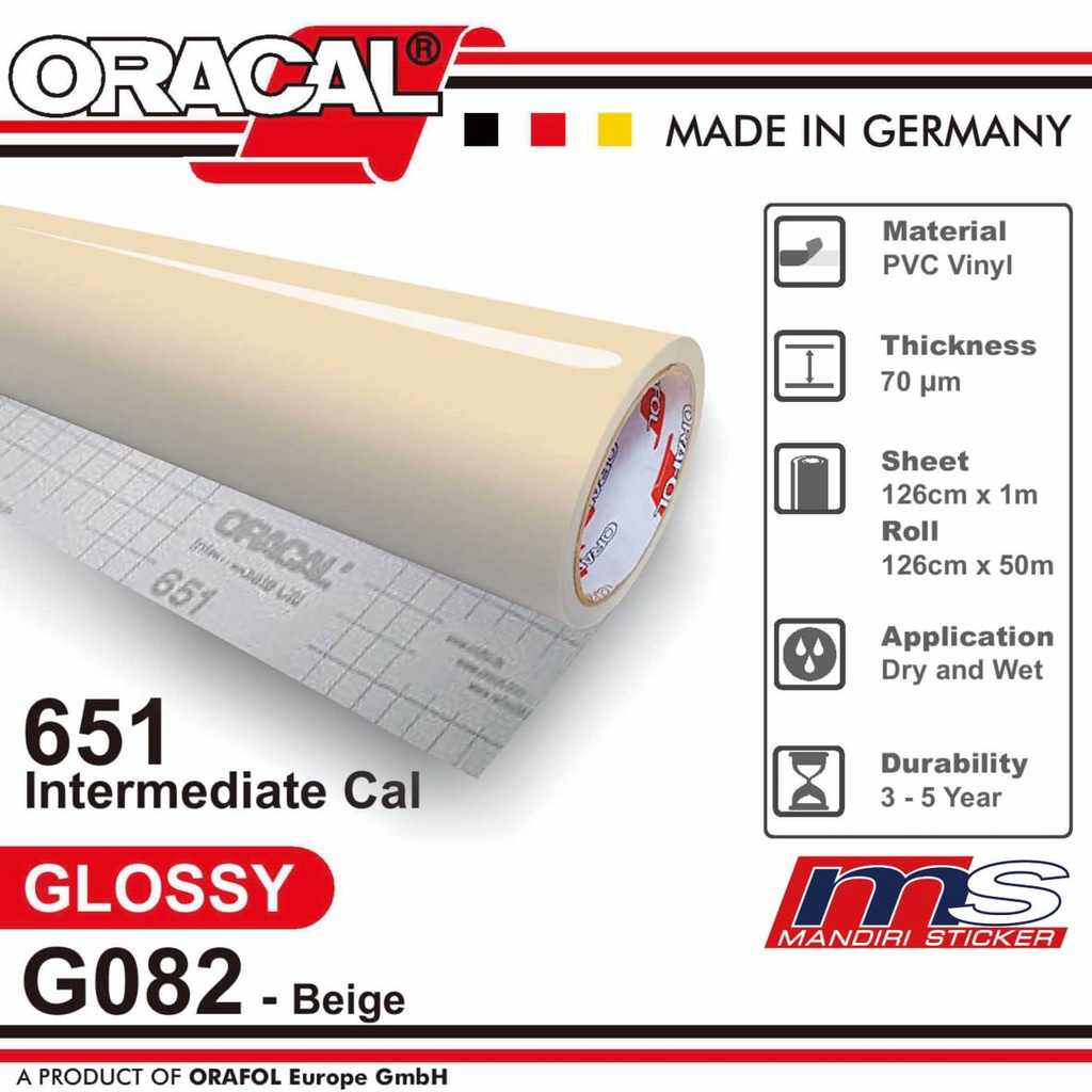 Sticker ORACAL 651 - G082 Beige Gloss Cutting Stiker [METERAN]