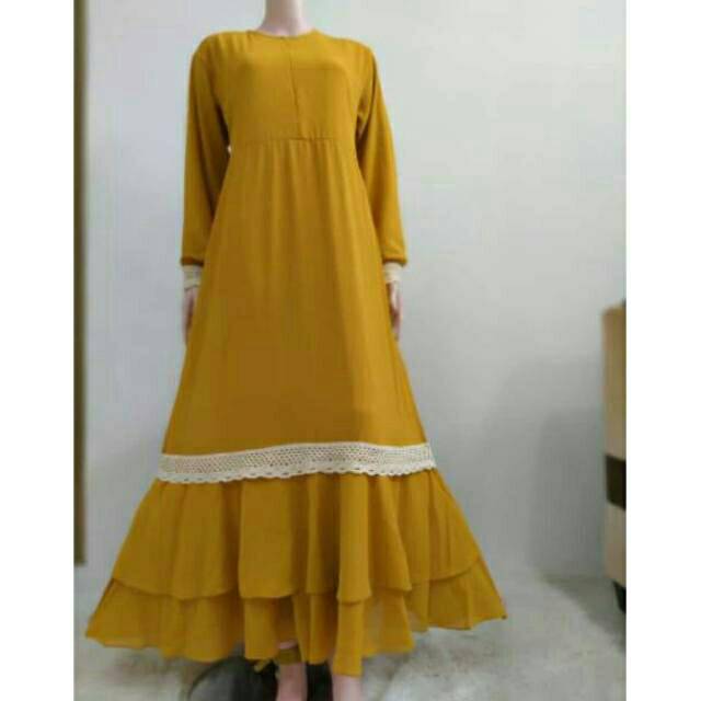 Gamis ceruti renda bawah