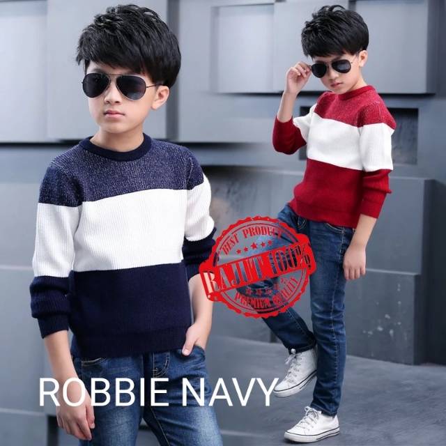 TOTOTAshop.Baju rajut kids ROBBIE.Bahan rajut full.real pict