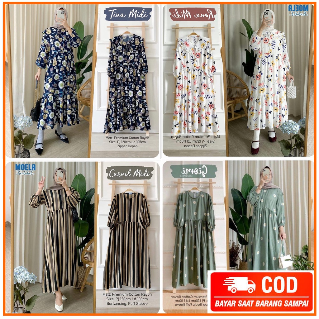 Midi Dress Rayon Uniqlo Busui LD 100cm - 110cm