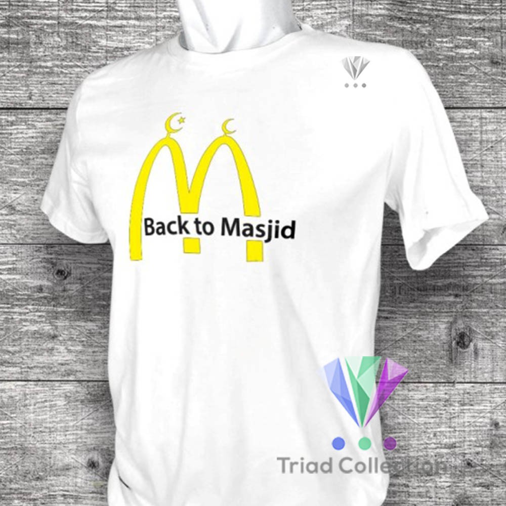 BACK TO MASJID | Kaos Dakwah Islami Cotton Combed 30s Premium Distro Baju Muslim Santri | 1478-4