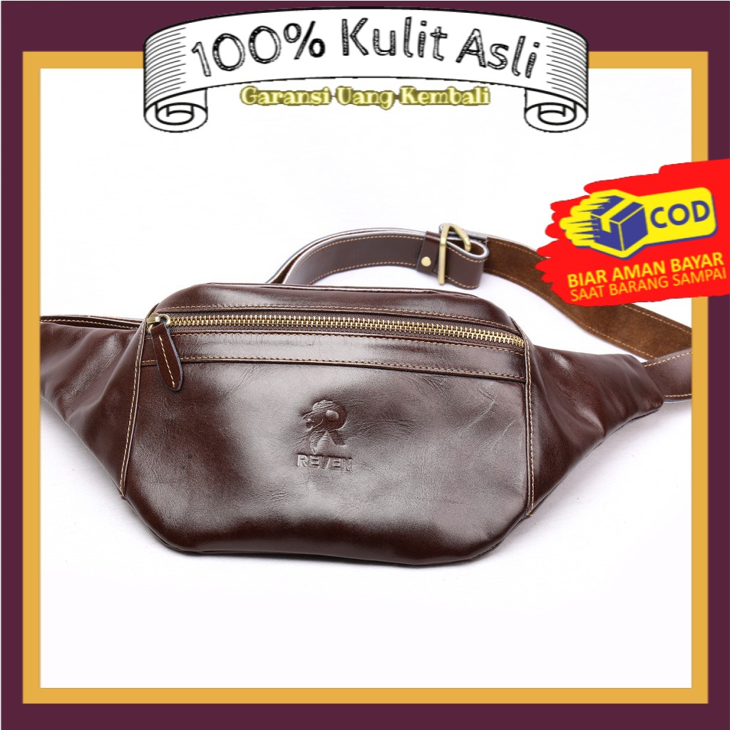 REVEN - ARGUS GENUINE LEATHER SLING / WAIST BAG TAS KULIT