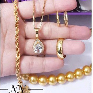 Xuping Set Perhiasan Wanita Gold Simple 3922h