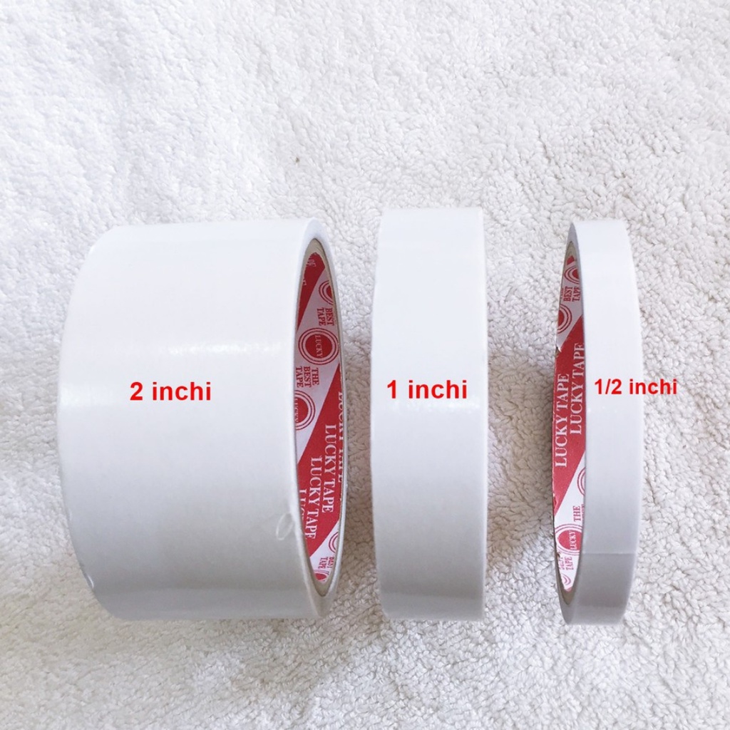 Double Tape Kertas Putih Tisu Duble Side Tape Merk 888 Ukuran 1inchi Mudah Disobek