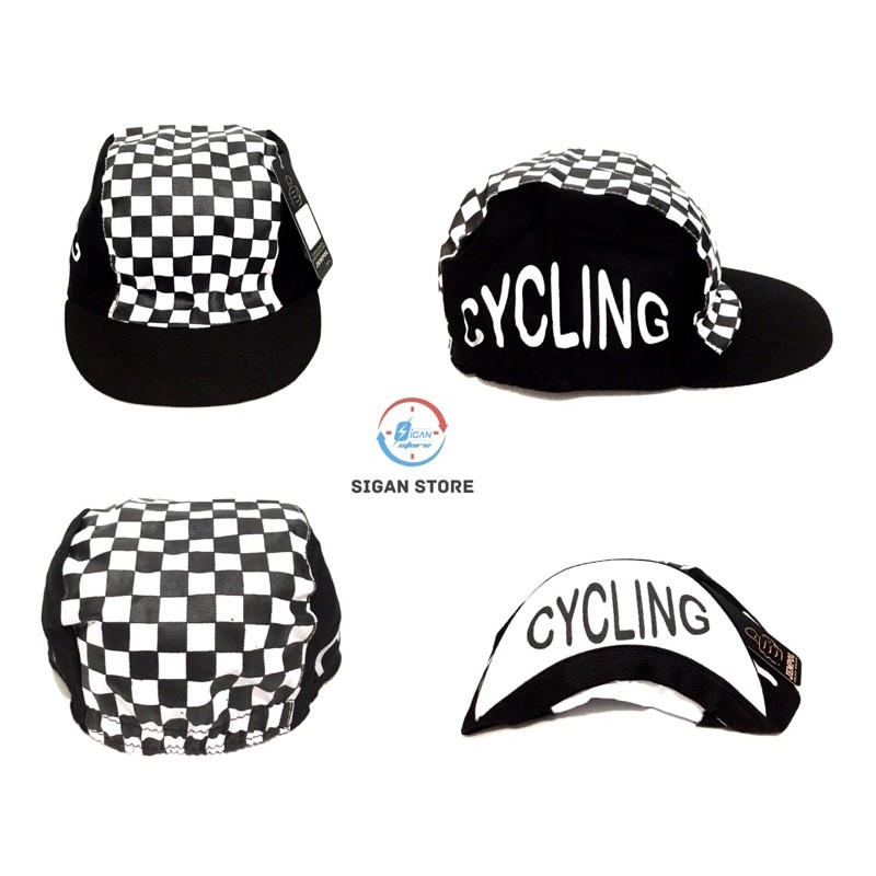 Cycling Cap Motif Catur Keren