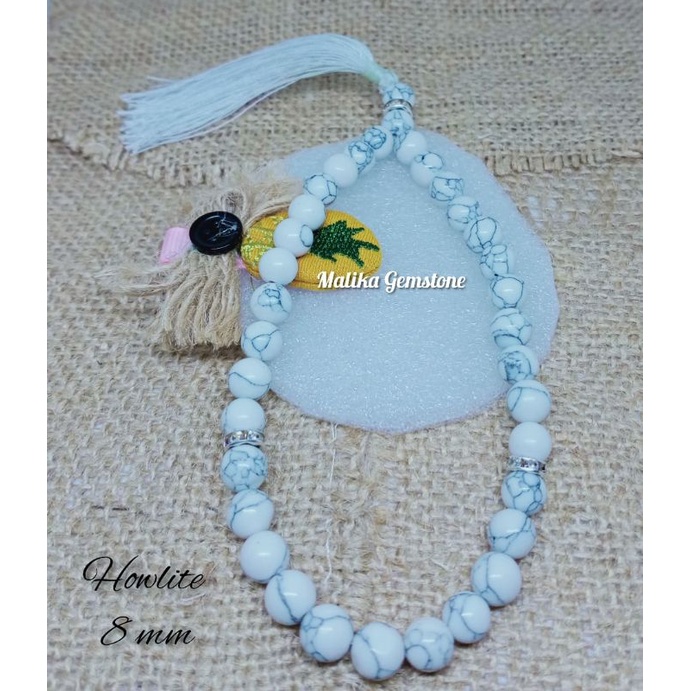 TASBIH BATU HOWLITE 33 BUTIR 8 MM 100% NATURAL