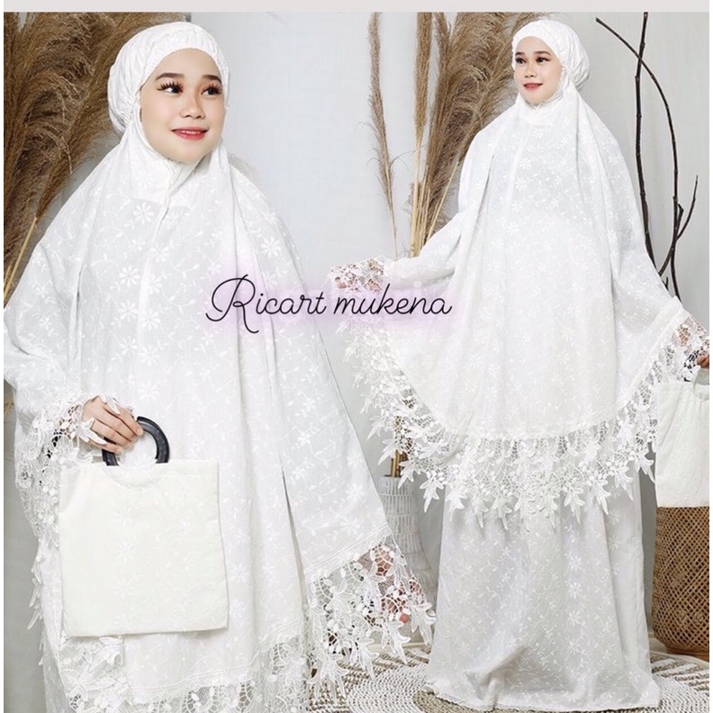 mukena dewasa katun paris bordir mix renda