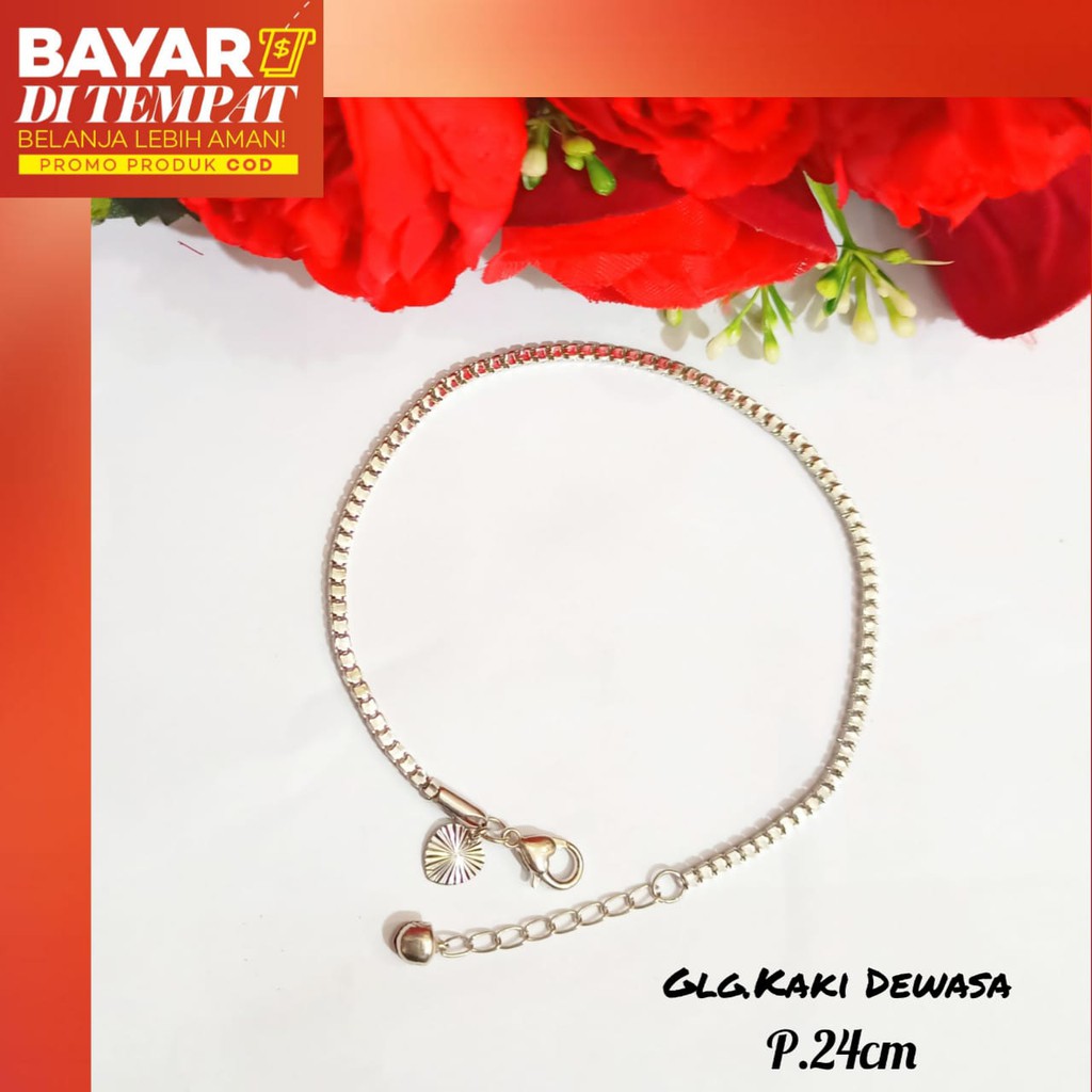 TITANIUM Gelang Kaki&amp;Gelang Tangan Dewasa Milano Kaca logam emas tidak karat Gold&amp;Silver