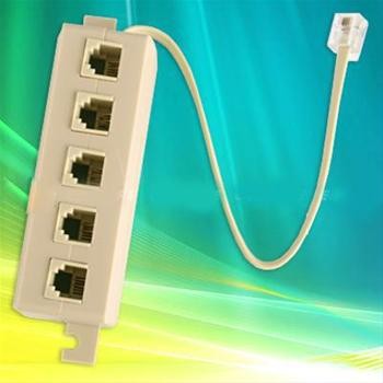 SPLITTER RJ-11 LINE TELP ADAPTER (1 Male - 5 Female)