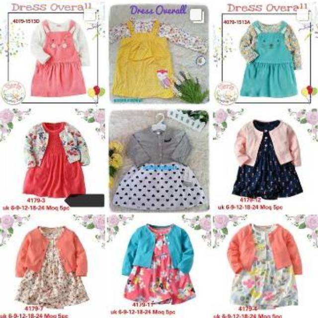 Dress Bolero Cardigan/ overall panjang pendek Anak Bayi / Dress Baby 6-24 bulan Carters