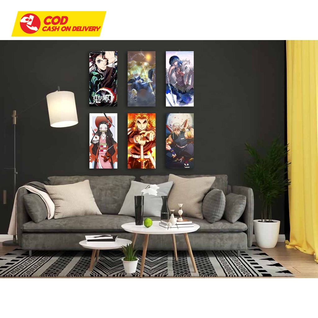 Poster Kimetsu no Yaiba Demon Slayer Dekorasi Dinding Kamar Anime Poster Kayu MDF - KnY Series01