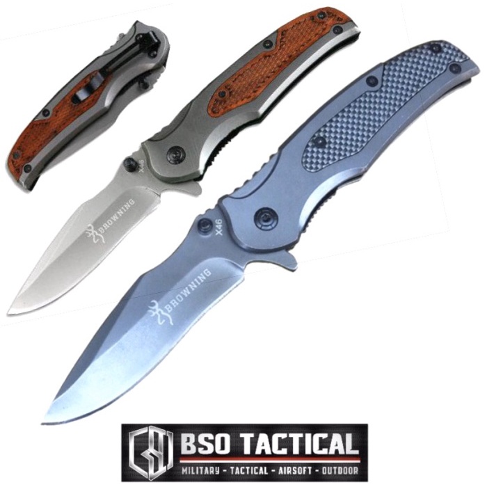 OLAHRAGA HIKING & CAMPING PISAU LIPAT BROWNING X46 OUTDOOR SURVIVAL POCKET KNIFE TITANIUM EDC