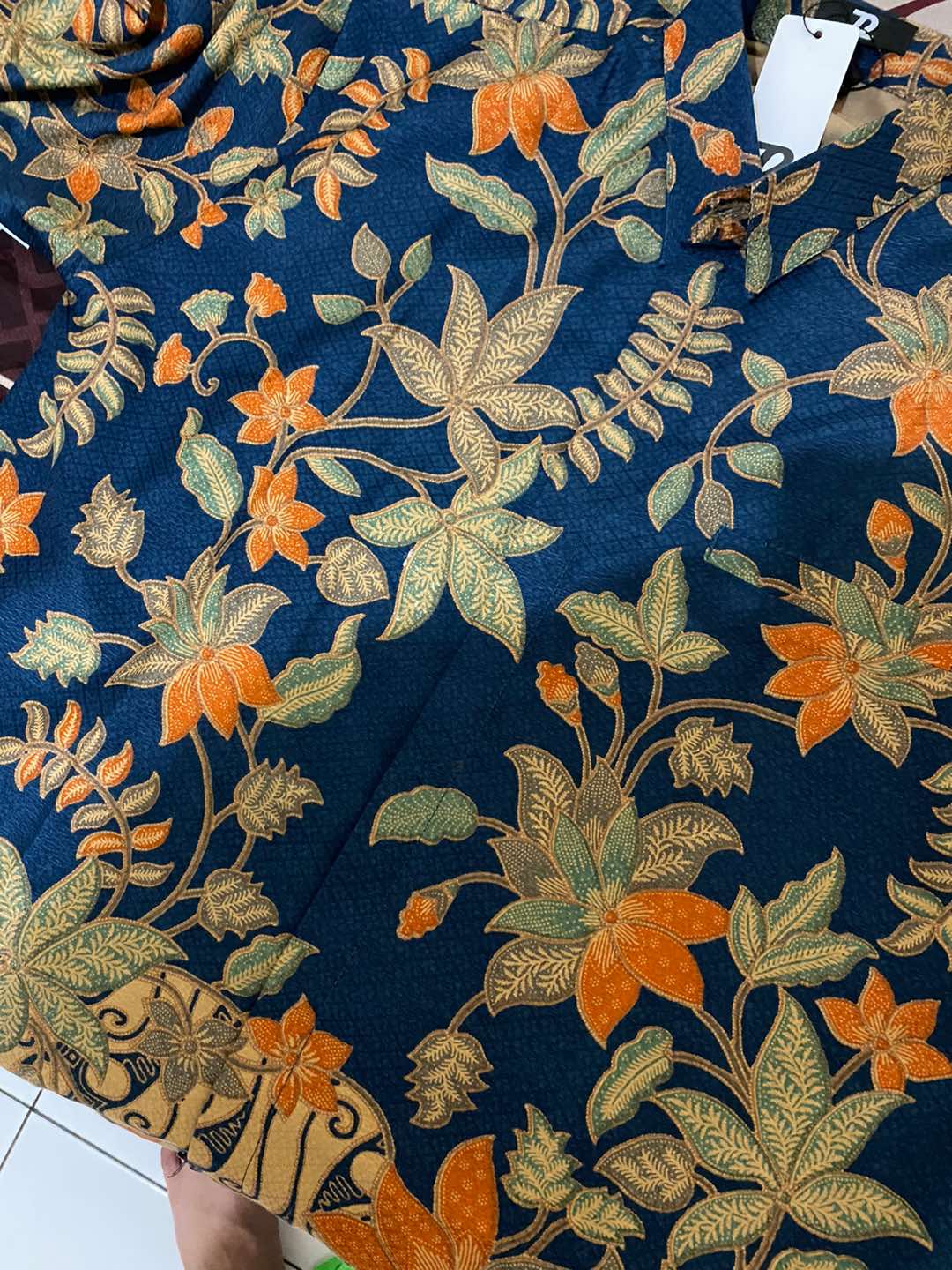 Kemeja Batik Dobby Pria Lengan Panjang Parang Premium Warna Biru Krem 724167 Cap 72