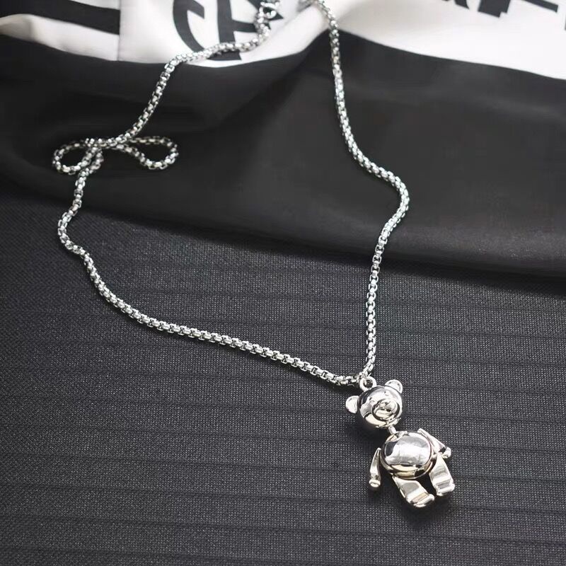 Kalung Rantai Liontin Beruang Bahan titanium steel Gaya hip hop