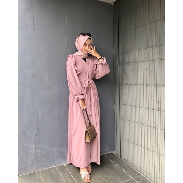 ZEA - Claire - Dress Vintage Korea Polos Lebaran Kondangan Maxi