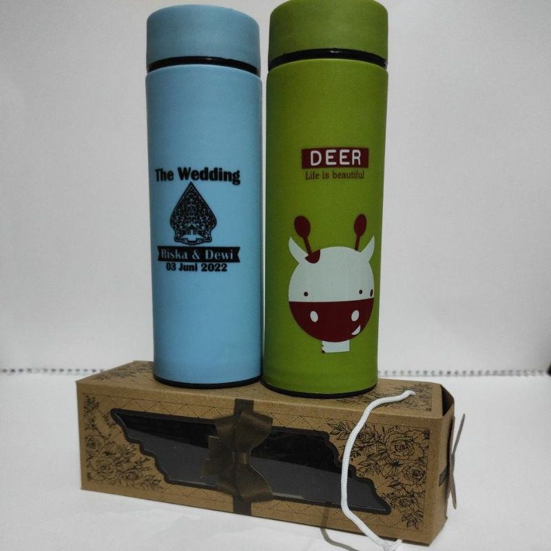 Souvenir botol Animal free custom sablon nama free box dan tali kur