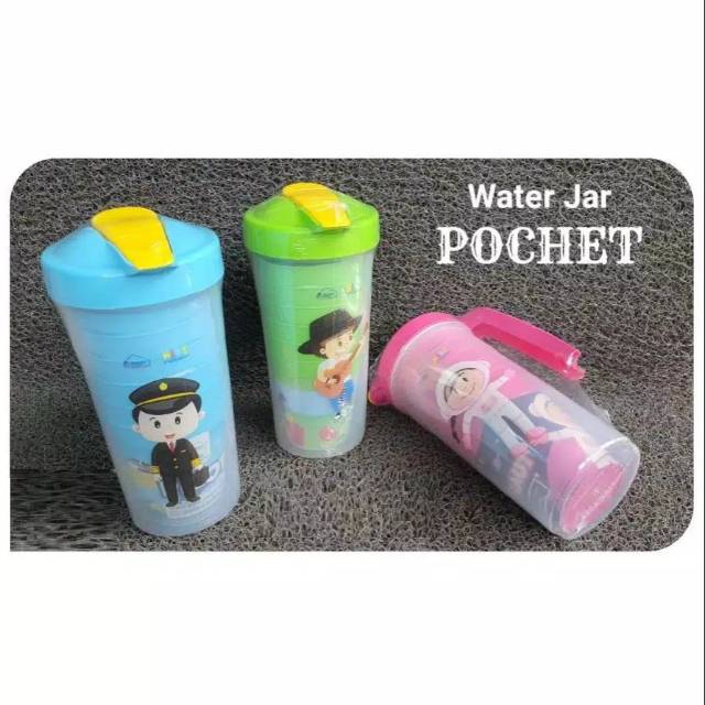 Teko Gelas 7 in 1 Teko Gelas Profesi Set Round Water Jar & Glass Tumbler Teko Beranak Gelas