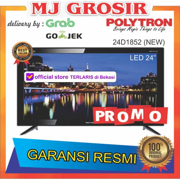 Miliki PROMO LED TV POLYTRON 24 24D1852 24 INCH USB HD HDMI Diskon