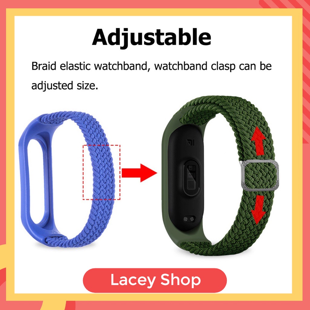Strap Xiaomi Band Colorful strap Mi Band 3 4 5 6 7 8 Nylon Braided Elastic Buckle Wrist