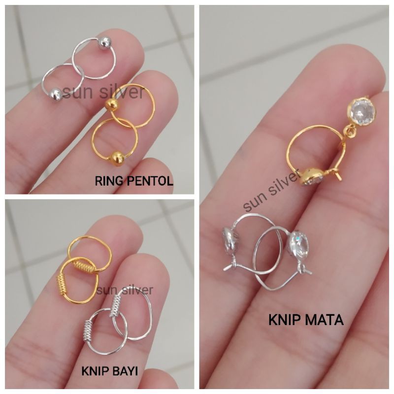 ANTING BAYI /ANAK PERAK 925 LAPIS EMAS PUTIH