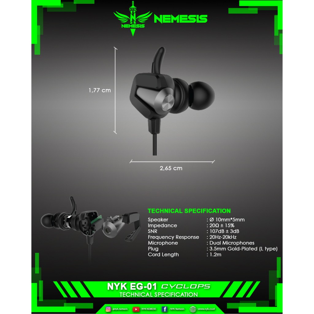 NYK EG-01 Cyclops Gaming Earphone / NYK EG 01 / NYK EG01 Cyclops Gaming Earphone