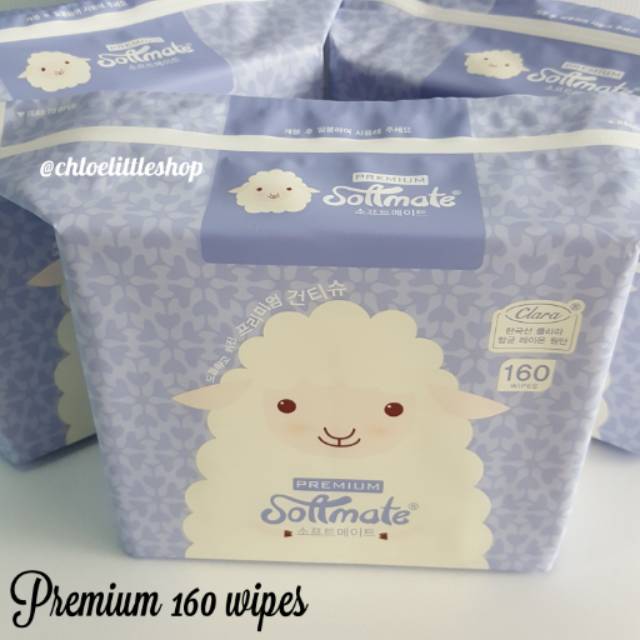 Softmate Premium Tissue 160 wipes / Tisu Korea / Tissue Anak Bayi